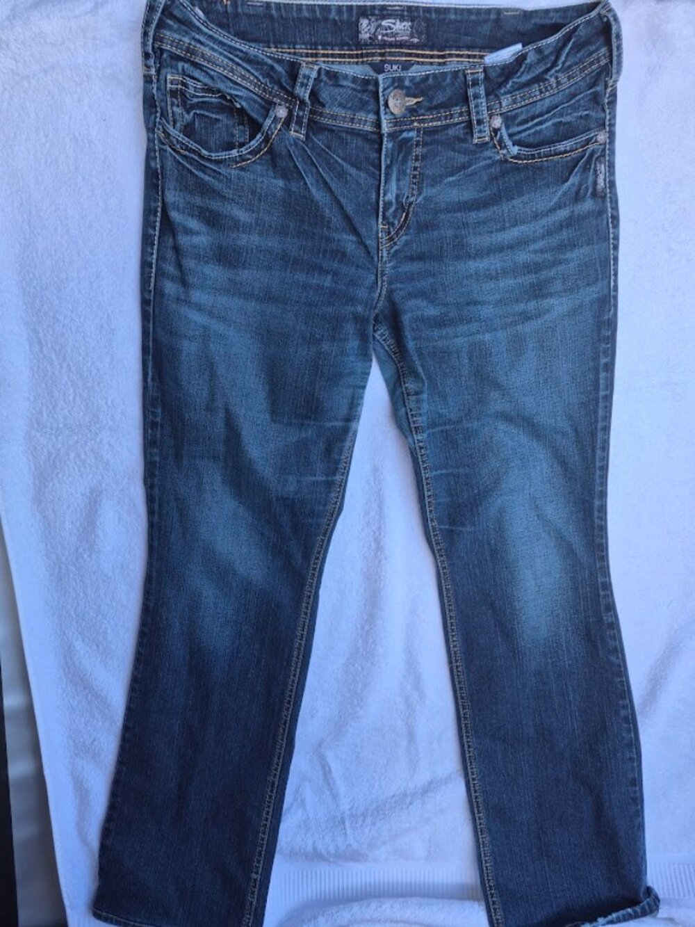 Silver Jeans Suki Mid Rise Baby Bootcut Womens 31x33 Dark Wash Boot Cut